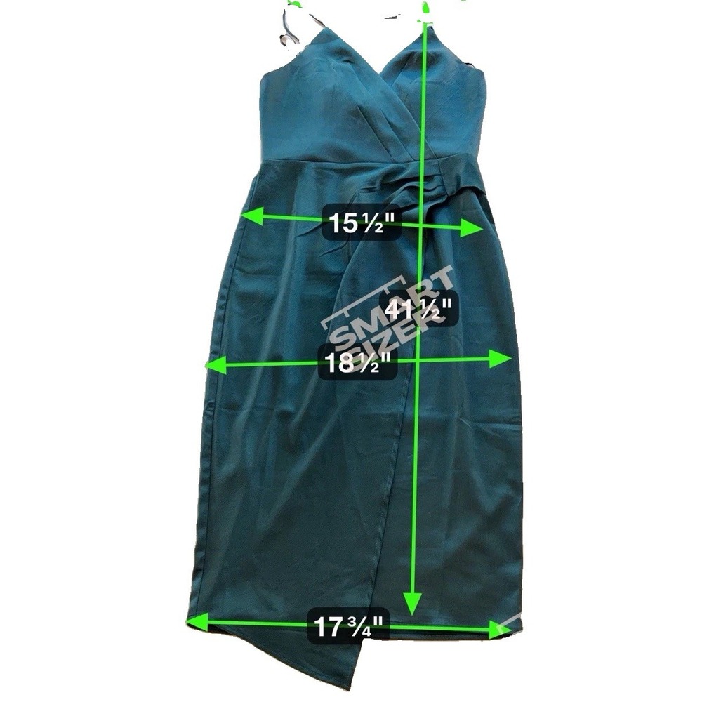 Lulus Emerald Green Satin Maxi Dress S Faux Wrap Spaghetti Strap Formal Gown - Picture 7 of 9